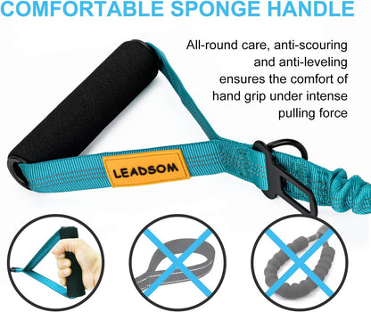 6FT Heavy-Duty Elastic Bungee Dog Leash with Shock Absorption, Padded and Traffic Handles - Ideal for Medium to Large Dogs and Training
