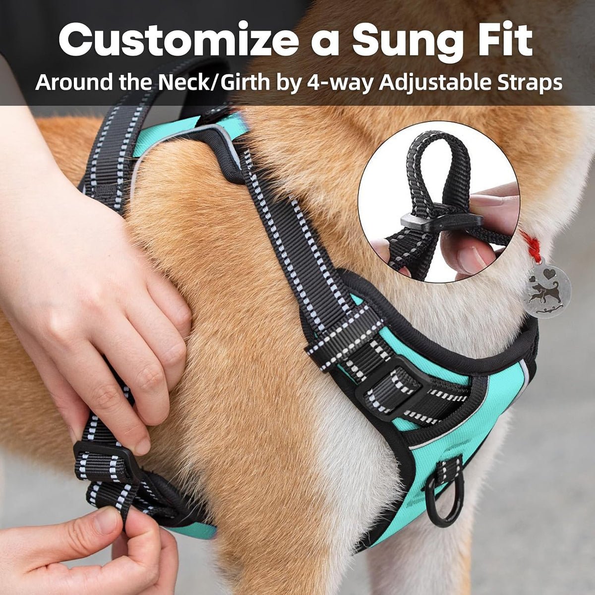 Medium No-Pull Dog Harness with Reflective Vest, Front Clip, and Handle