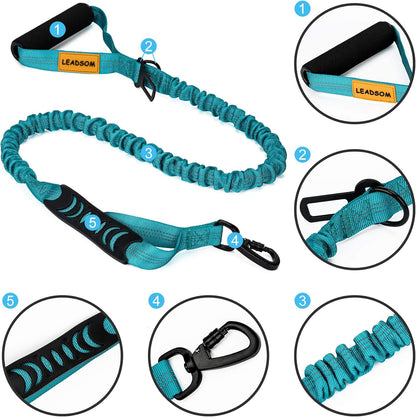 6FT Heavy-Duty Elastic Bungee Dog Leash with Shock Absorption, Padded and Traffic Handles - Ideal for Medium to Large Dogs and Training