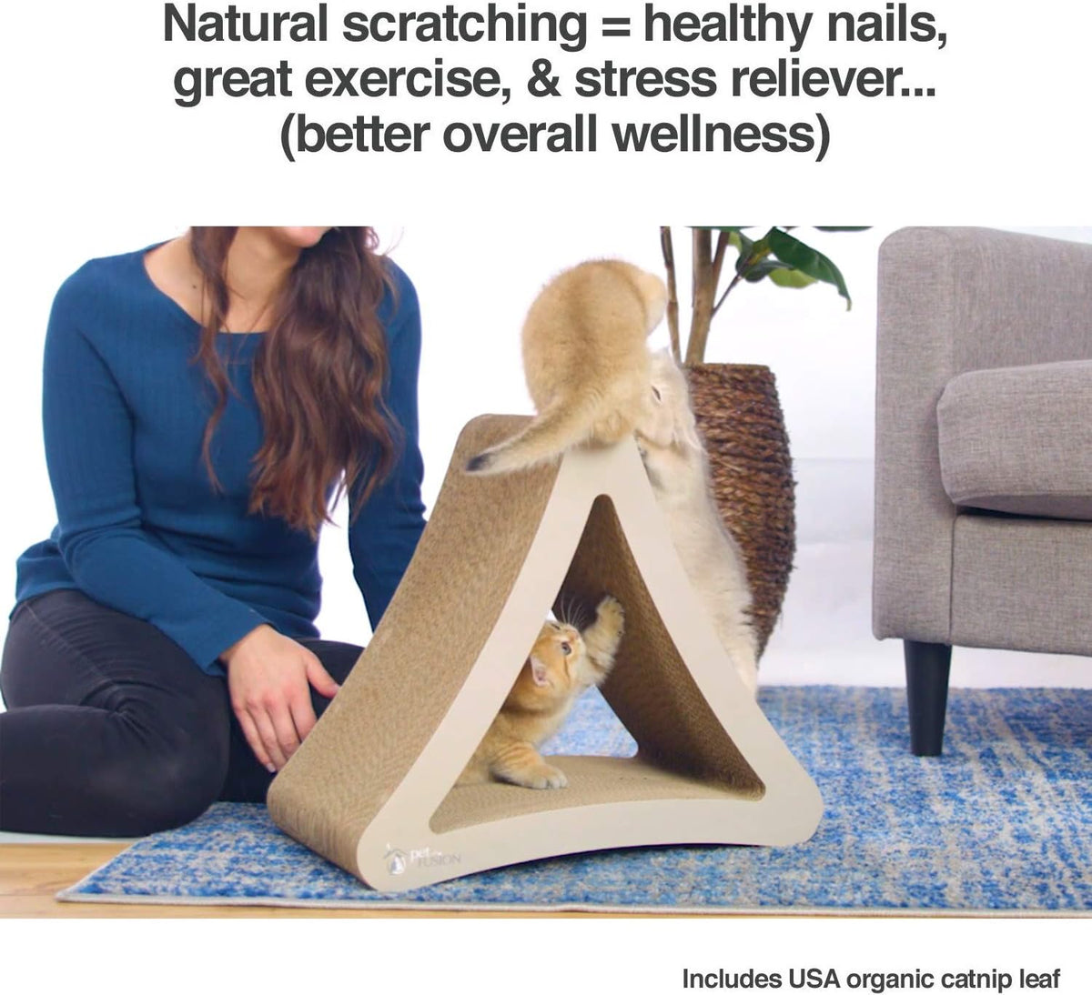 Vertical Cat Scratching Post with Three Sides, 18" x 10.5" x 15.9